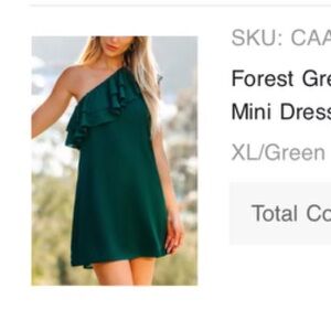 Cupshe Forest Green Ruffled One Shoulder Mini Dress